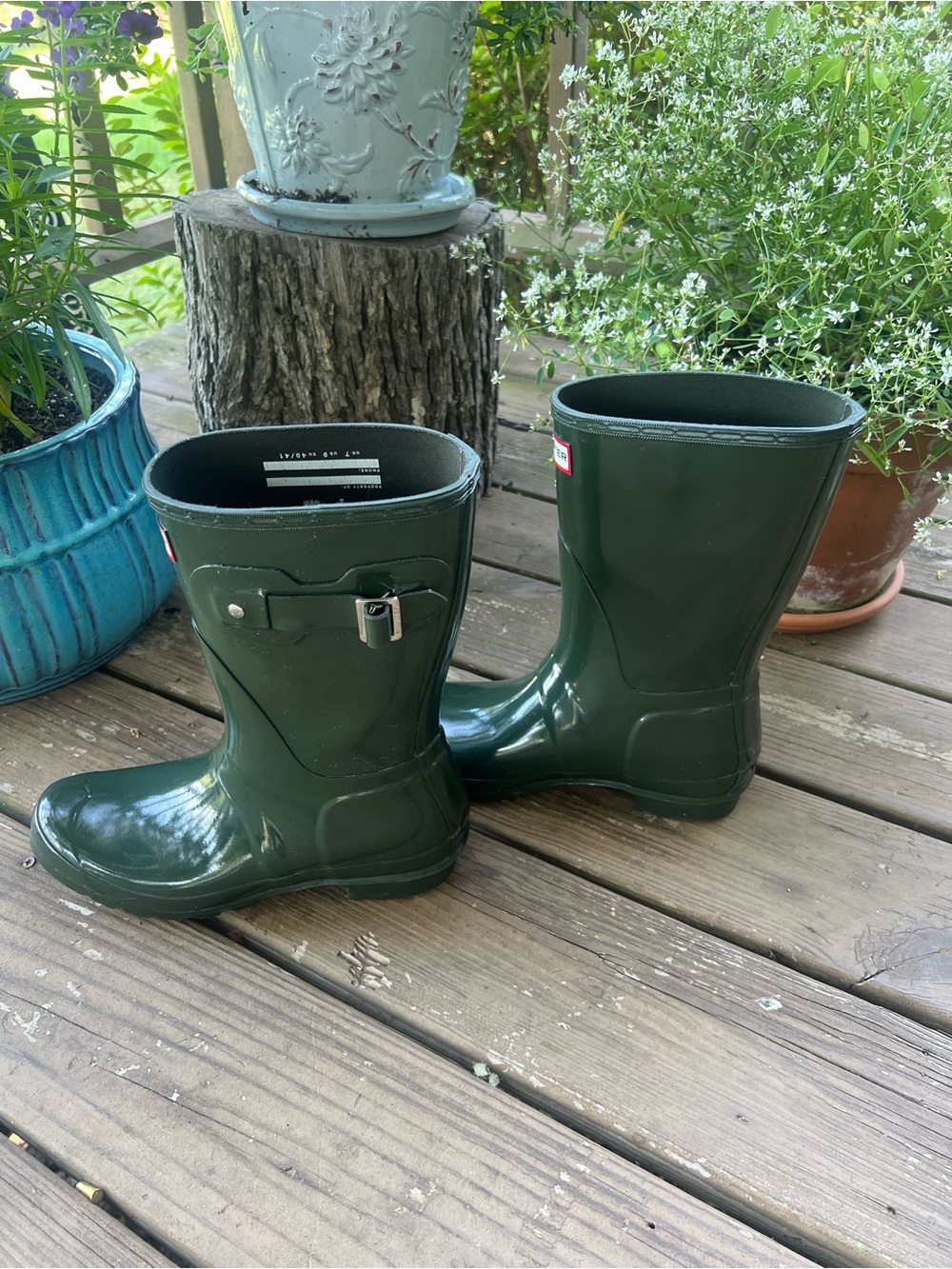 Hunter Glossy Short Rain Boots in Forest Green - Picture 4 of 6